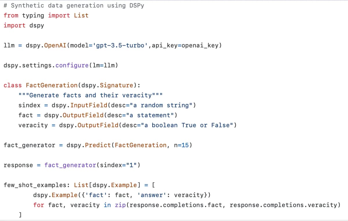 DSPy Synthetic Data Generation